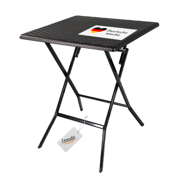 Klapptisch in Rattan-Optik, schwarz, Balkontisch mit Tischplatte 62 x 62 cm (L x B) Klapptisch in Rattan-Optik, schwarz, Balkontisch mit Tischplatte 62 x 62 cm (L x B)